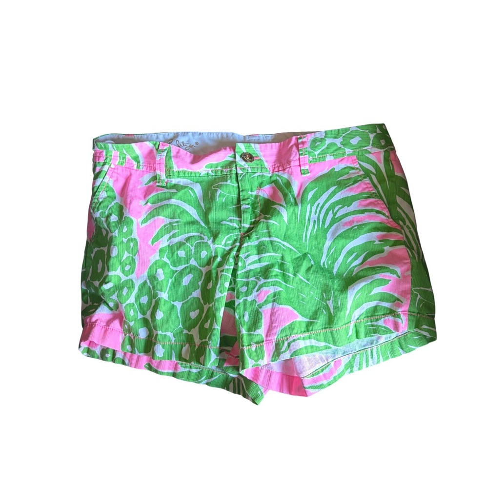Lilly Pulitzer Callahan Shorts Pink Green Pineapple Tropical Print Size‎ 14